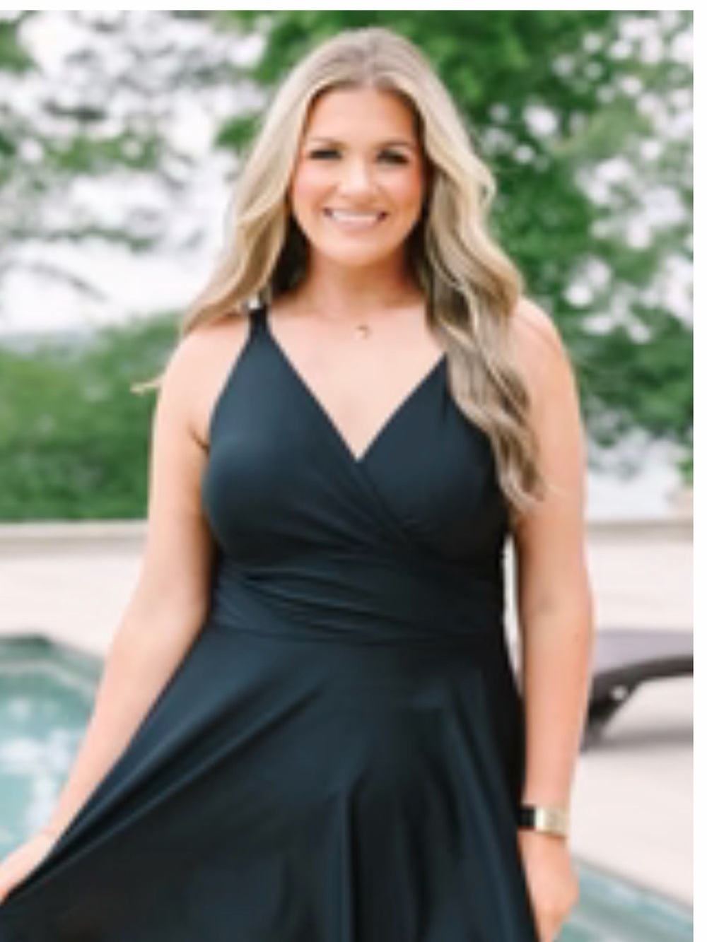 Classic Black V-Neck One-Piece Swimsuit